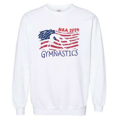 Usa 2024 Gymnastics American Flag Support Team Garment-Dyed Sweatshirt