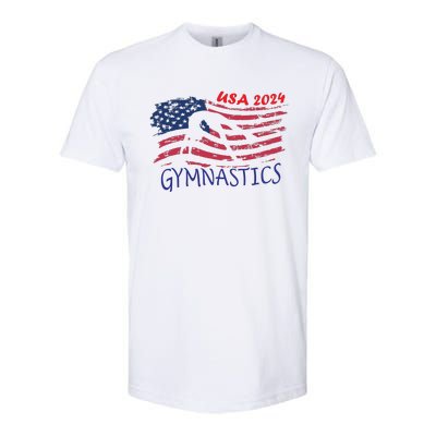 Usa 2024 Gymnastics American Flag Support Team Softstyle CVC T-Shirt