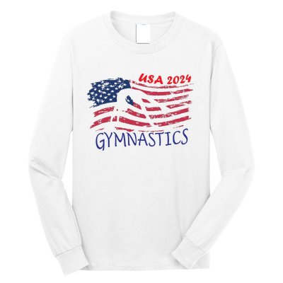 Usa 2024 Gymnastics American Flag Support Team Long Sleeve Shirt