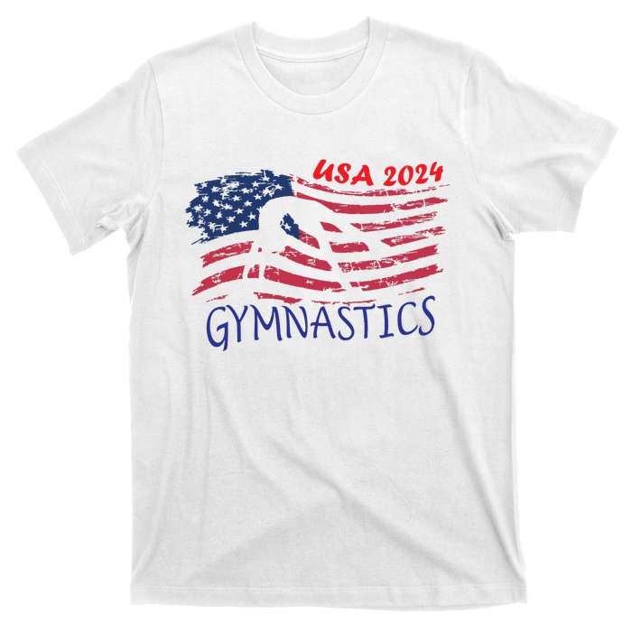 Usa 2024 Gymnastics American Flag Support Team T-Shirt