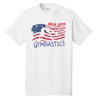 Usa 2024 Gymnastics American Flag Support Team Tall T-Shirt