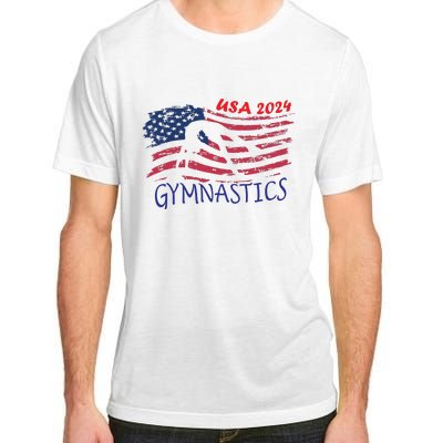 Usa 2024 Gymnastics American Flag Support Team Adult ChromaSoft Performance T-Shirt