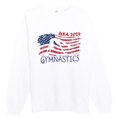 Usa 2024 Gymnastics American Flag Support Team Premium Crewneck Sweatshirt