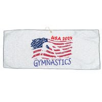 Usa 2024 Gymnastics American Flag Support Team Large Microfiber Waffle Golf Towel