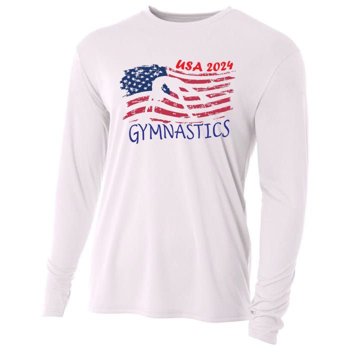 Usa 2024 Gymnastics American Flag Support Team Cooling Performance Long Sleeve Crew