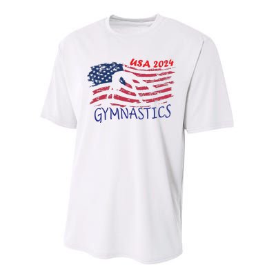 Usa 2024 Gymnastics American Flag Support Team Performance Sprint T-Shirt