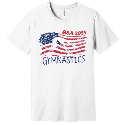 Usa 2024 Gymnastics American Flag Support Team Premium T-Shirt