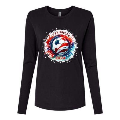 Usa 2024 Games Soccer Usa Sport 2024 Usa Womens Cotton Relaxed Long Sleeve T-Shirt