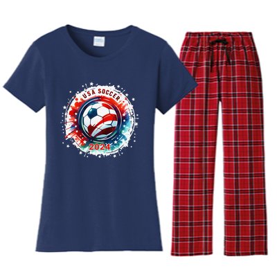 Usa 2024 Games Soccer Usa Sport 2024 Usa Women's Flannel Pajama Set