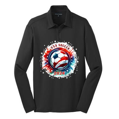 Usa 2024 Games Soccer Usa Sport 2024 Usa Silk Touch Performance Long Sleeve Polo