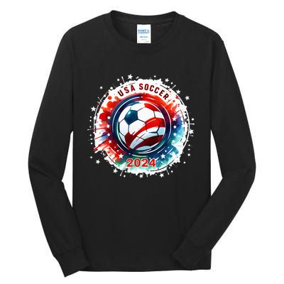 Usa 2024 Games Soccer Usa Sport 2024 Usa Tall Long Sleeve T-Shirt