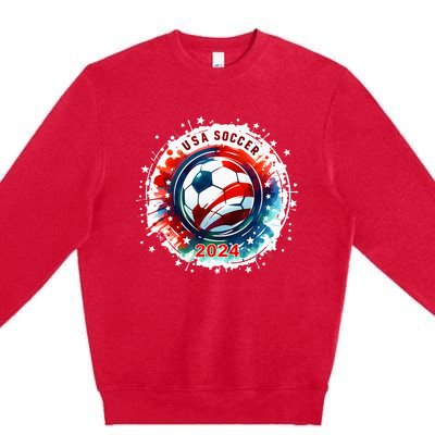 Usa 2024 Games Soccer Usa Sport 2024 Usa Premium Crewneck Sweatshirt