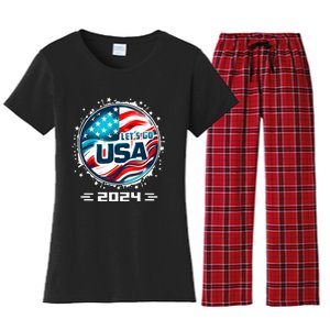 Usa 2024 Go United States Sport Usa Team 2024 Usa Women's Flannel Pajama Set