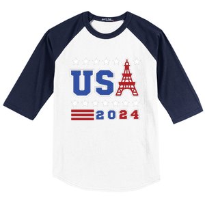 Usa 2024 Paris Sports Games Baseball Sleeve Shirt