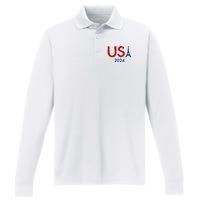 Usa 2024 Paris United States Sport Usa Team 2024 Performance Long Sleeve Polo