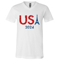 Usa 2024 Paris United States Sport Usa Team 2024 V-Neck T-Shirt