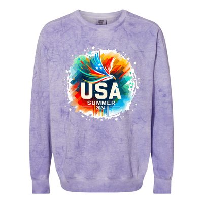 Usa 2024 Summer Games United States 2024 Usa Colorblast Crewneck Sweatshirt