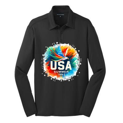 Usa 2024 Summer Games United States 2024 Usa Silk Touch Performance Long Sleeve Polo