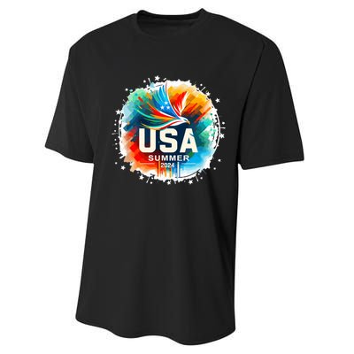 Usa 2024 Summer Games United States 2024 Usa Performance Sprint T-Shirt