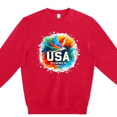 Usa 2024 Summer Games United States 2024 Usa Premium Crewneck Sweatshirt