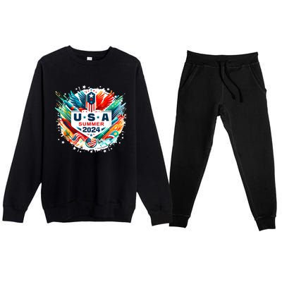 Usa 2024 Summer Games United States 2024 Usa Premium Crewneck Sweatsuit Set