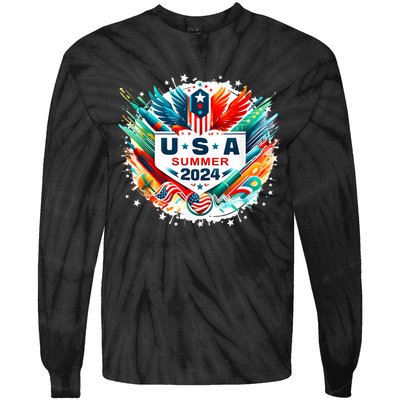 Usa 2024 Summer Games United States 2024 Usa Tie-Dye Long Sleeve Shirt