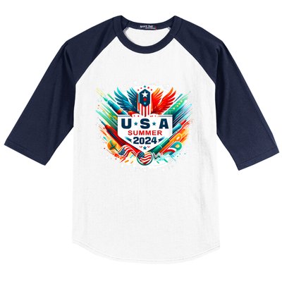 Usa 2024 Summer Games United States 2024 Usa Baseball Sleeve Shirt