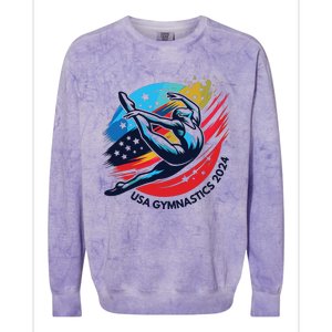 Usa 2024 Summer Gymnastics Gymnast 4th Of July Colorblast Crewneck Sweatshirt