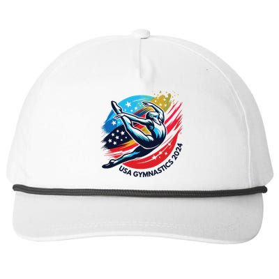 Usa 2024 Summer Gymnastics Gymnast 4th Of July Snapback Five-Panel Rope Hat