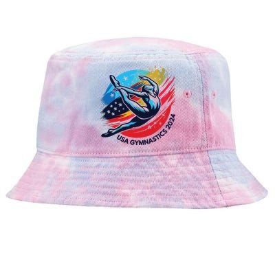 Usa 2024 Summer Gymnastics Gymnast 4th Of July Tie-Dyed Bucket Hat