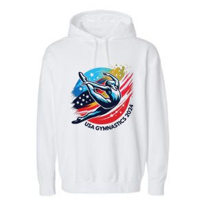 Usa 2024 Summer Gymnastics Gymnast 4th Of July Garment-Dyed Fleece Hoodie