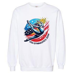 Usa 2024 Summer Gymnastics Gymnast 4th Of July Garment-Dyed Sweatshirt