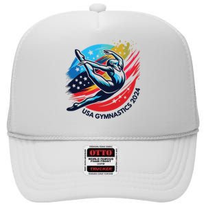 Usa 2024 Summer Gymnastics Gymnast 4th Of July High Crown Mesh Back Trucker Hat