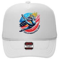 Usa 2024 Summer Gymnastics Gymnast 4th Of July High Crown Mesh Back Trucker Hat