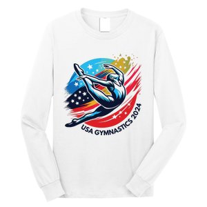 Usa 2024 Summer Gymnastics Gymnast 4th Of July Long Sleeve Shirt