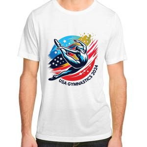 Usa 2024 Summer Gymnastics Gymnast 4th Of July Adult ChromaSoft Performance T-Shirt