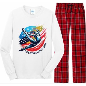 Usa 2024 Summer Gymnastics Gymnast 4th Of July Long Sleeve Pajama Set