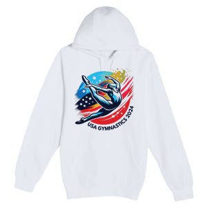 Usa 2024 Summer Gymnastics Gymnast 4th Of July Premium Pullover Hoodie