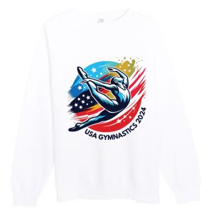 Usa 2024 Summer Gymnastics Gymnast 4th Of July Premium Crewneck Sweatshirt