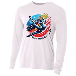 Usa 2024 Summer Gymnastics Gymnast 4th Of July Cooling Performance Long Sleeve Crew