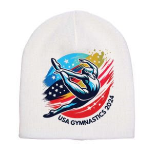 Usa 2024 Summer Gymnastics Gymnast 4th Of July Short Acrylic Beanie