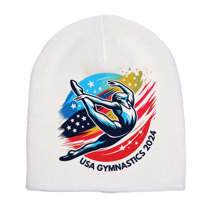 Usa 2024 Summer Gymnastics Gymnast 4th Of July Short Acrylic Beanie