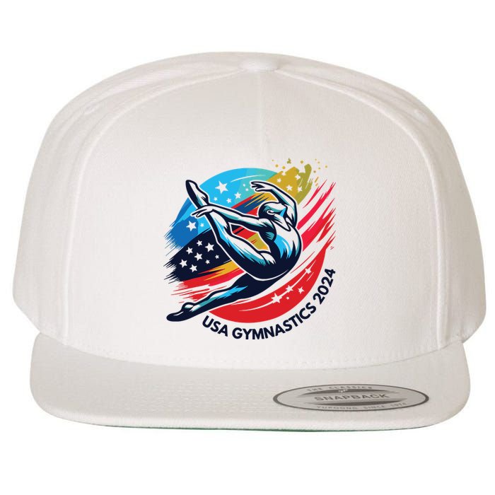 Usa 2024 Summer Gymnastics Gymnast 4th Of July Wool Snapback Cap