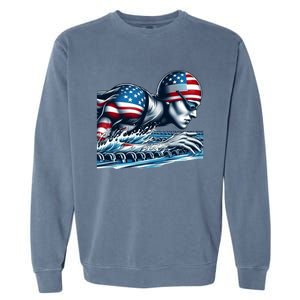 Usa 2024 Sport Summer Swimming Support Games Graphic Gift Garment-Dyed Sweatshirt