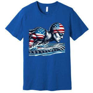 Usa 2024 Sport Summer Swimming Support Games Graphic Gift Premium T-Shirt