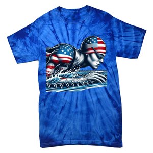 Usa 2024 Sport Summer Swimming Support Games Graphic Gift Tie-Dye T-Shirt