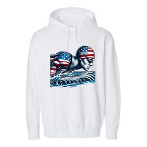 Usa 2024 Sport Summer Swimming Support Games Graphic Gift Garment-Dyed Fleece Hoodie