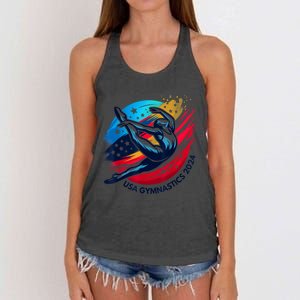 Usa 2024 Summer Gymnastics Gymnast 4th Of July Women's Knotted Racerback Tank