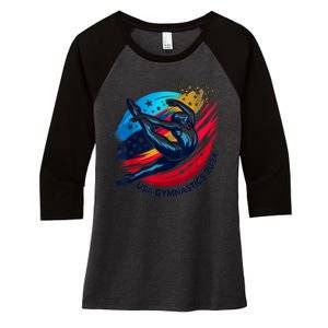 Usa 2024 Summer Gymnastics Gymnast 4th Of July Women's Tri-Blend 3/4-Sleeve Raglan Shirt