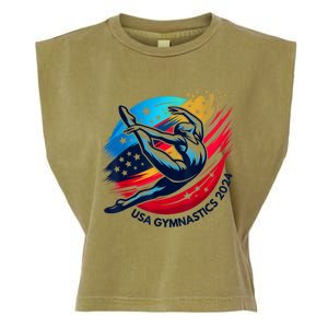 Usa 2024 Summer Gymnastics Gymnast 4th Of July Garment-Dyed Women's Muscle Tee